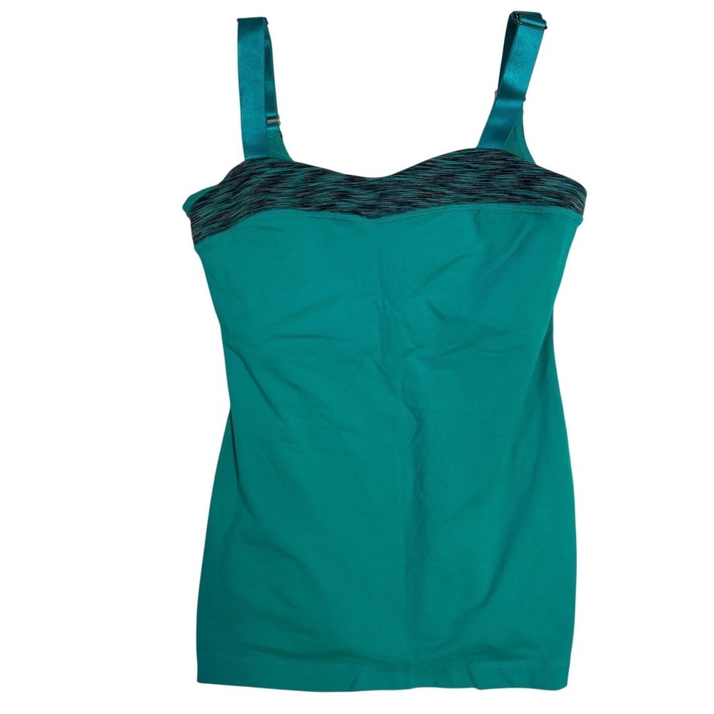 Lululemon Teal Space Dye Trim Shelf Bra Tank Top Adjustable Satin Straps Wom 6